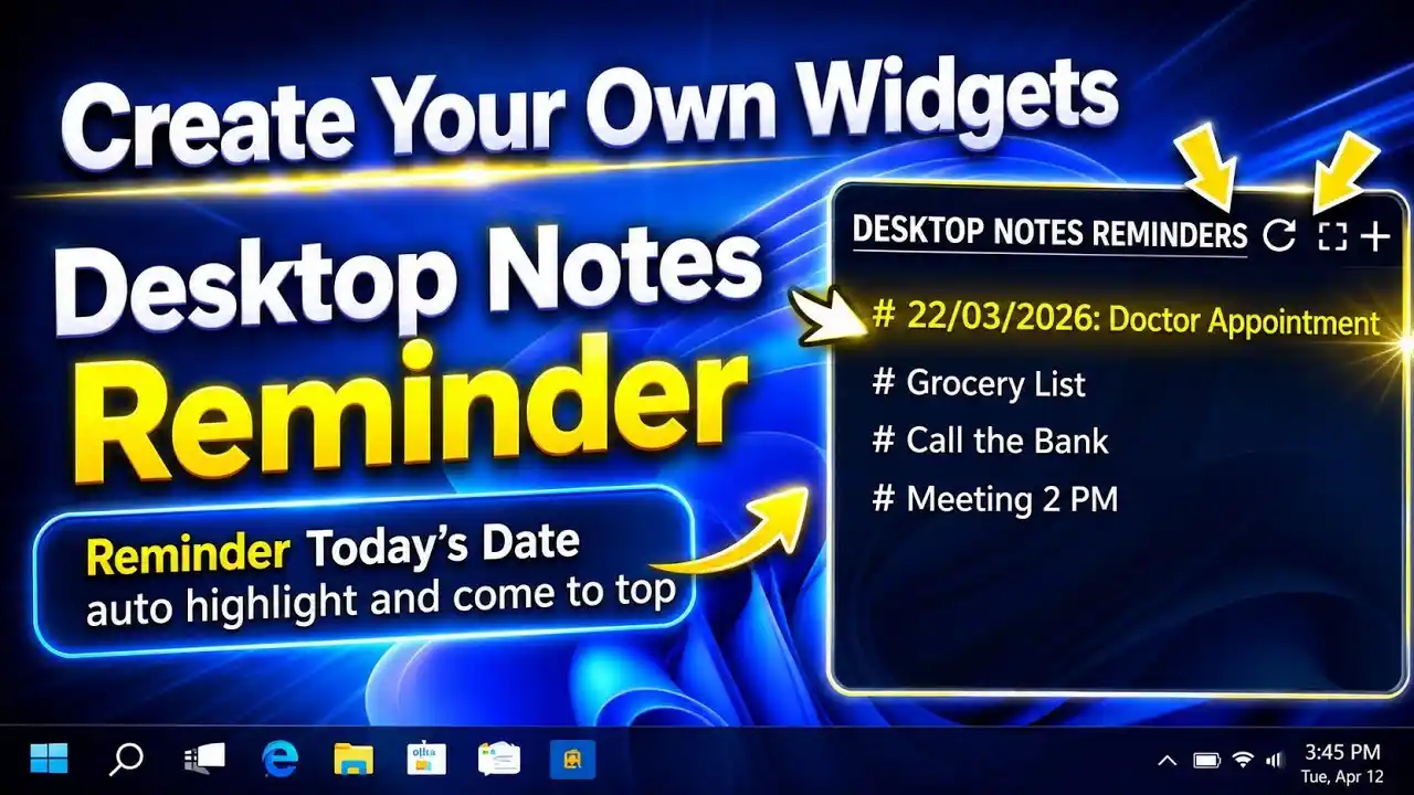 Desktop Notes Reminder: How to Create Widgets for Windows 11