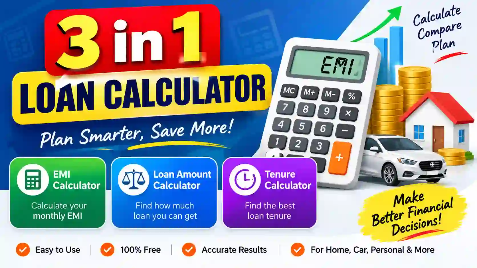 EMI Calculator 3 in 1 | Loan EMI Calculator